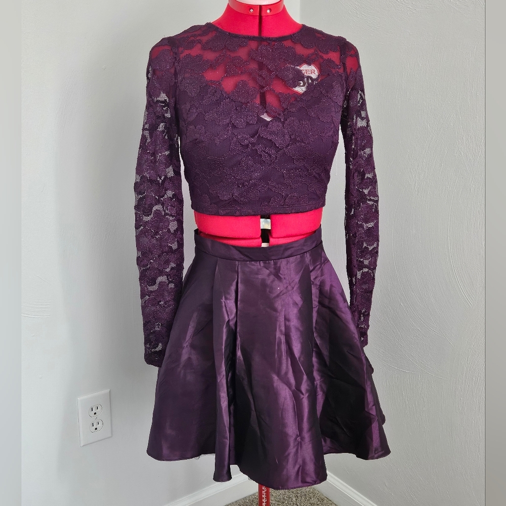 Size 3/4 B Darlin Purple Two Piece Homecoming Dress